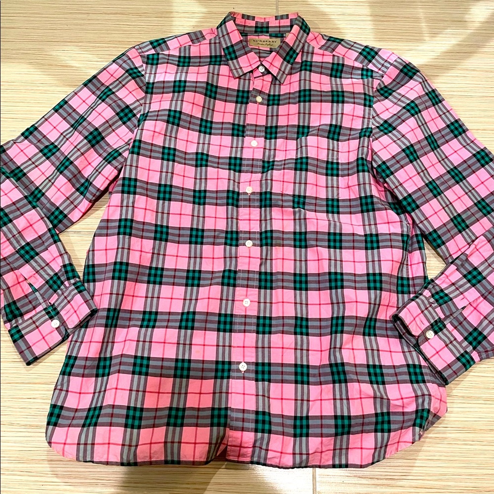 Burberry Plaid Pink Button Down